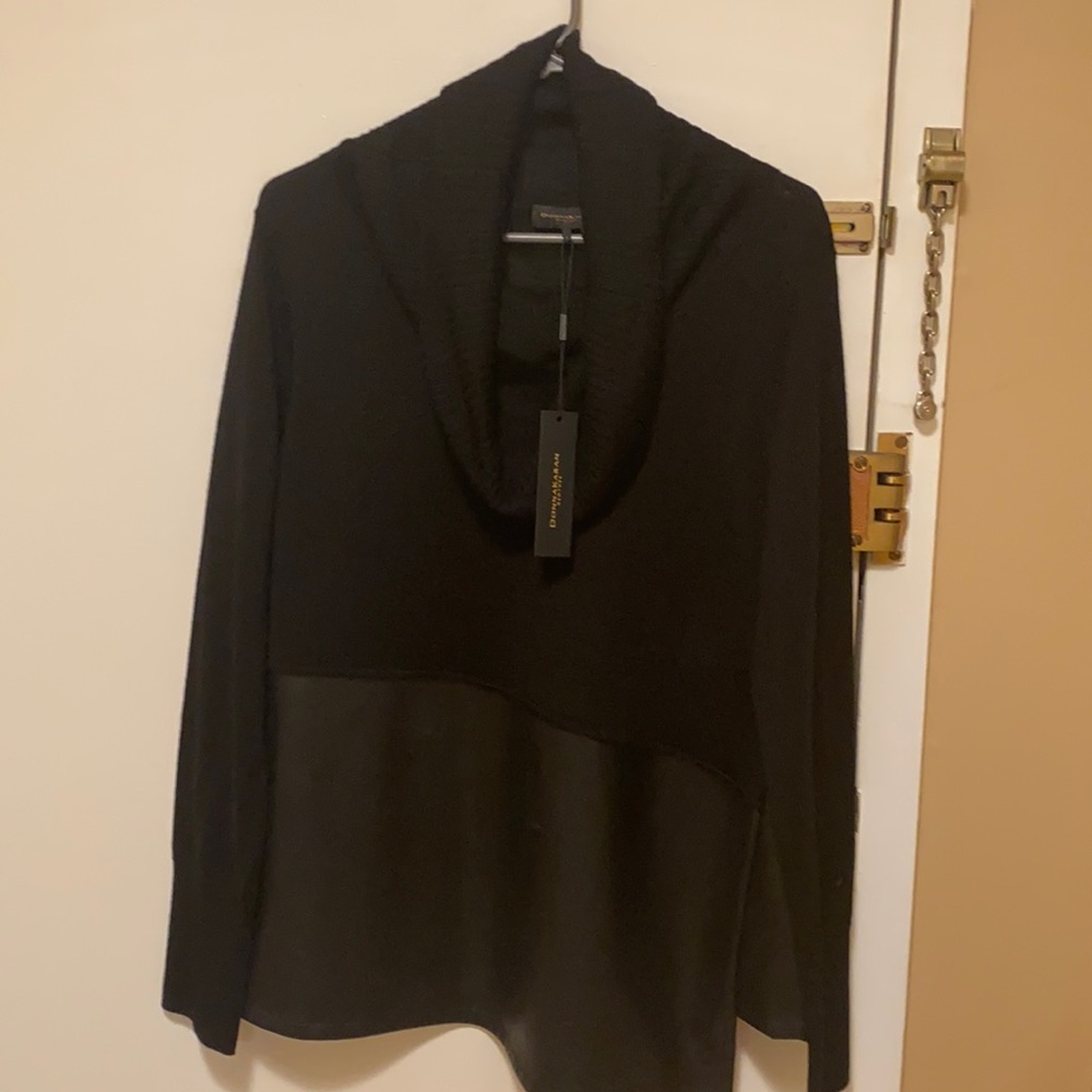 Donna Karen New York sweater with faux leather